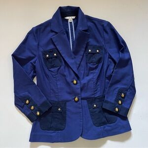 CABI #900 Resort Canvas Jacket Blazer Blueberry Navy size 6